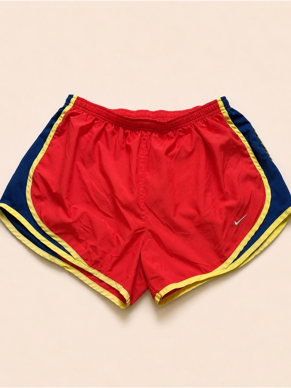 Nike Red Running Shorts with Yellow & Navy Trim